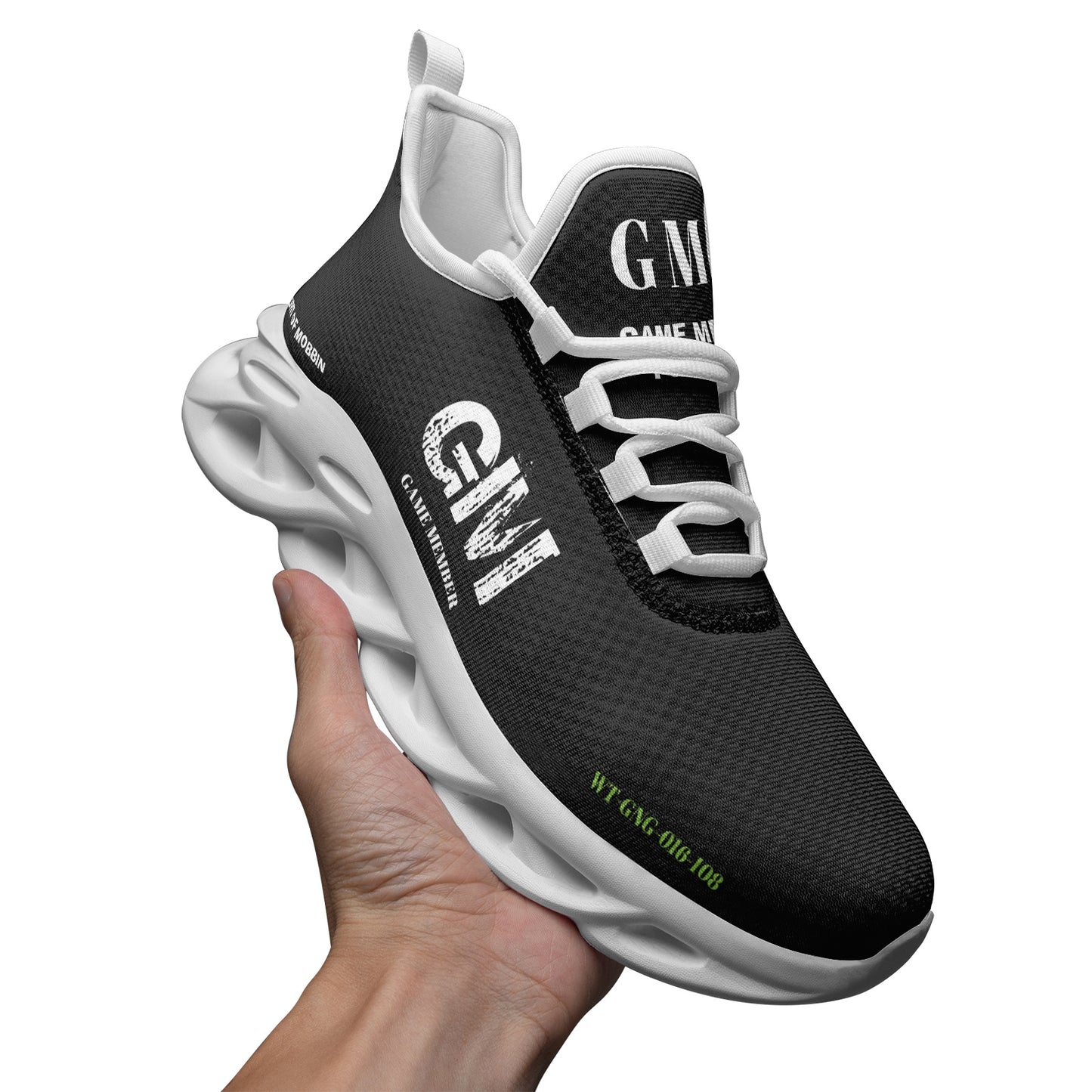 #GM GAME MEMBER BLK/WHT MESH SNEAKERS