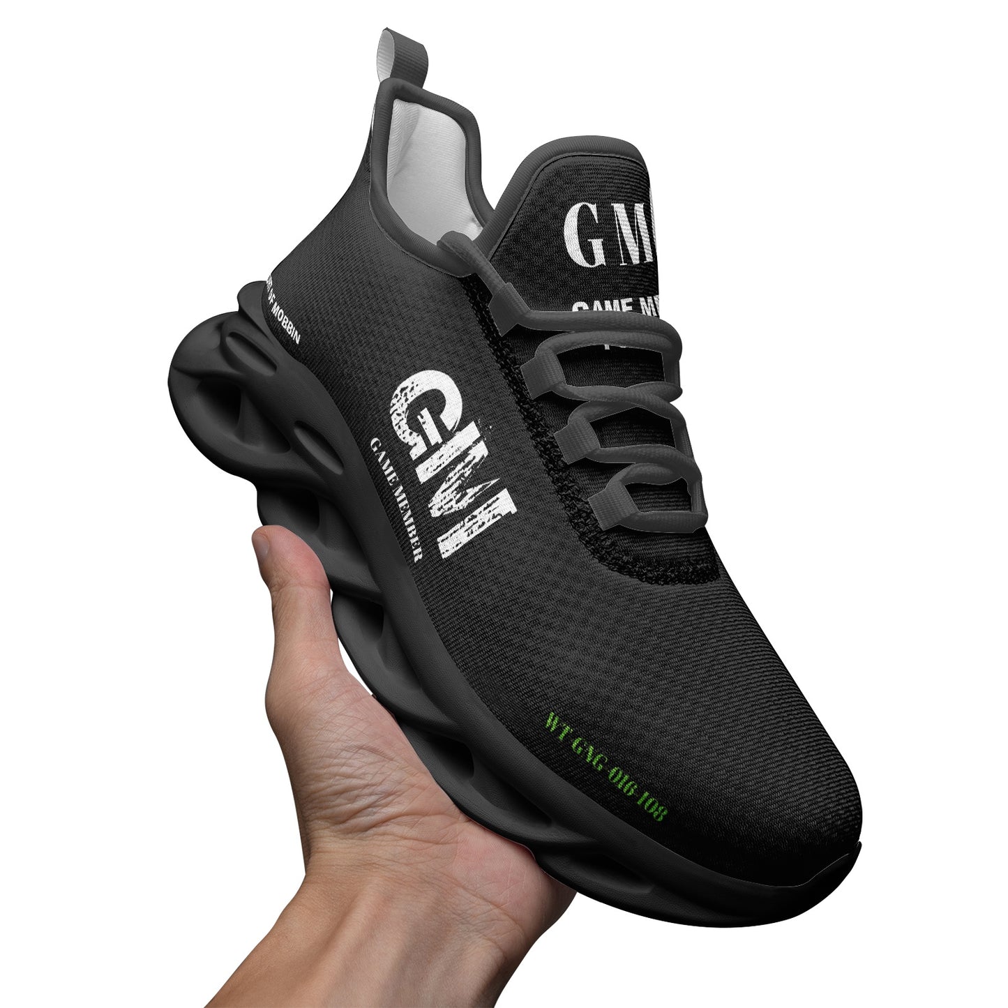 #GM GAME MEMBER BLK/WHT MESH SNEAKERS