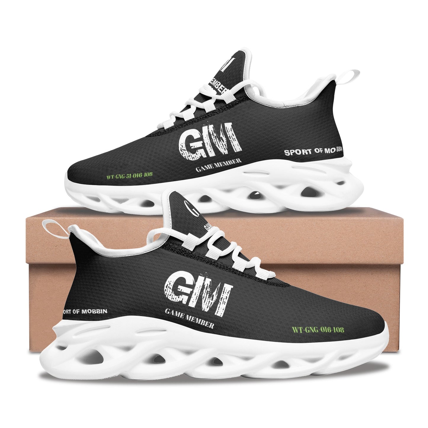 #GM GAME MEMBER BLK/WHT MESH SNEAKERS