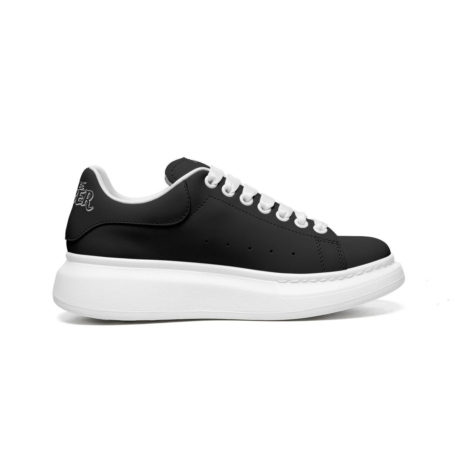 Unisex Non Slip Lace Up Faux Leather Sneakers