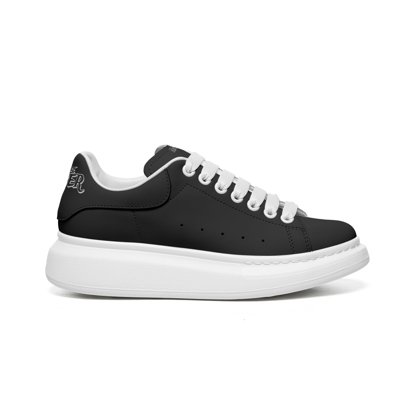 Unisex Non Slip Lace Up Faux Leather Sneakers