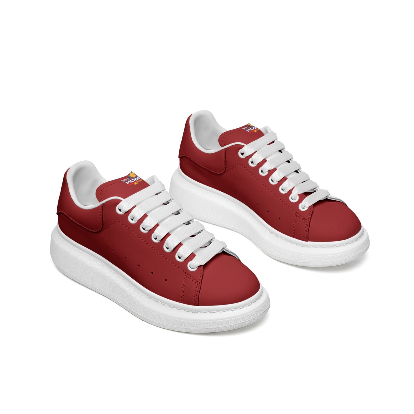 Unisex Non Slip Lace Up Faux Leather Sneakers