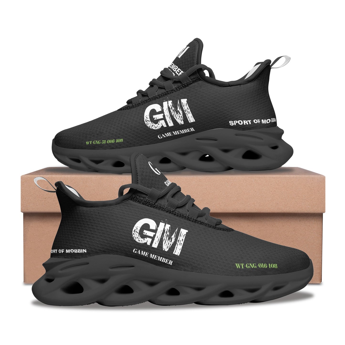 #GM GAME MEMBER BLK/WHT MESH SNEAKERS